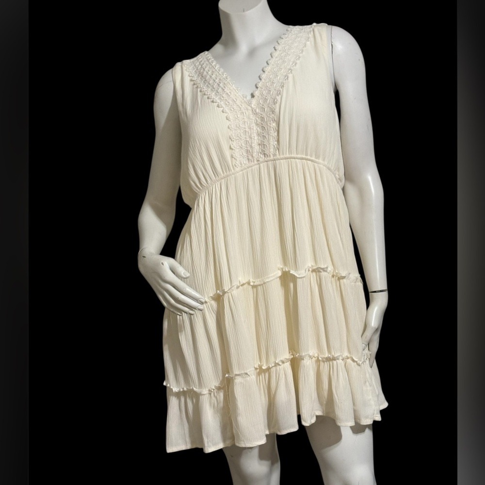 Cream Sleeveless Tiered Dress